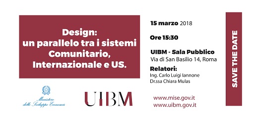 15/03/2018- ACCADEMIA UIBM: Design: Un Parallelo Tra I Sistemi Comunitario, Internazionale E US.