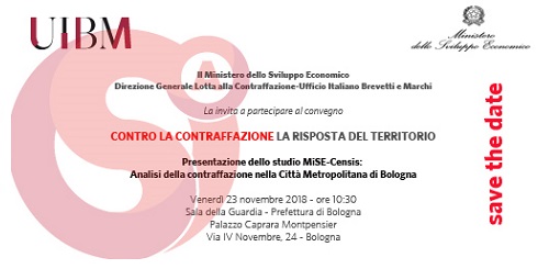 23/11/2018- Studio Mise-Censis: “Analisi Della Contraffazione Nella Città Metropolitana Di Bologna”